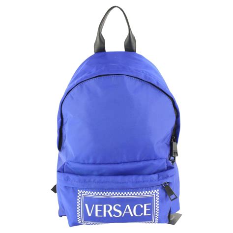 versace jeans backpack with blue logo|versace nylon backpack.